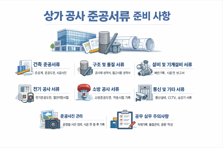 상가 공사 준공서류 준비 사항