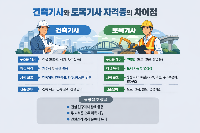 건축기사와 토목기사 자격증의 차이점
