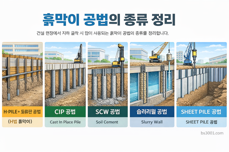 흙막이 공법의 종류 정리