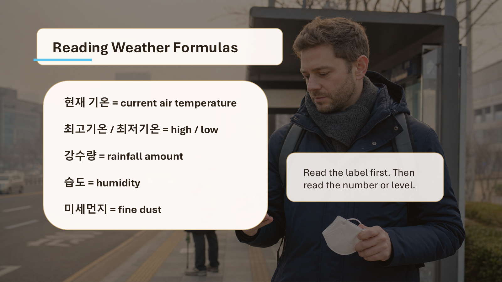 Korean weather app words formula slide