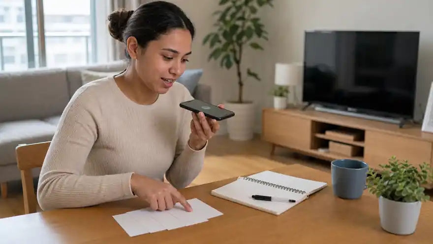 Textless generated photo of a learner practicing how to say a phone number clearly in Korean.