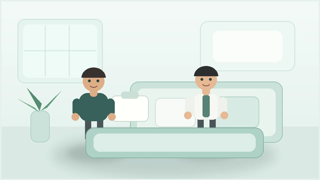 Text-free clinic appointment reception illustration for BSKorean.