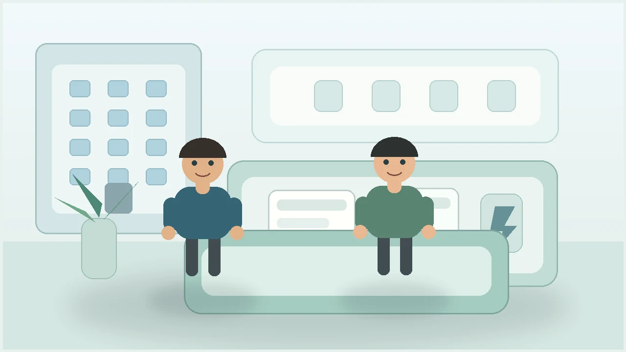 Text-free apartment maintenance fee office illustration for BSKorean.