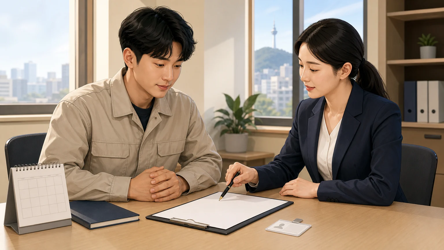 Text-free BSKorean illustration for Korean employment contract words.