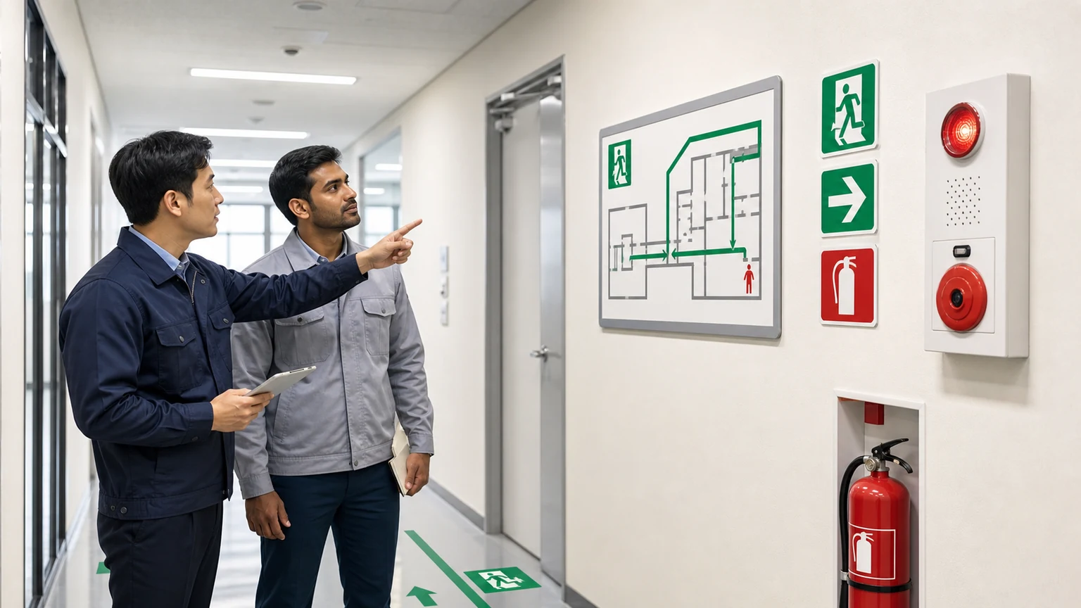 Fire and emergency sign training scene for Korean vocabulary learners