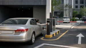 BSKorean Korean parking lot arrival gate scene without text