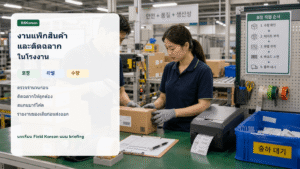 วลีเกาหลีสำหรับงานแพ็กสินค้าและติดฉลากในโรงงาน